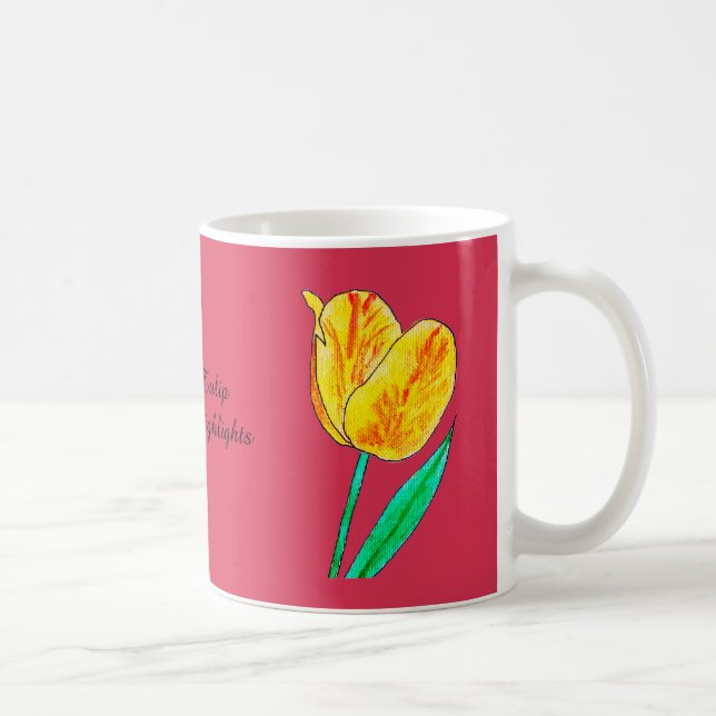 Mug Tulipe jaune unique reflets rouges  (Droite)