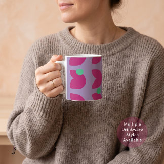 Mug Tulipe rose vibrante des années 70 avec des points
