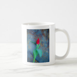 Mug Tulipe rouge sur ardoise gris bleu