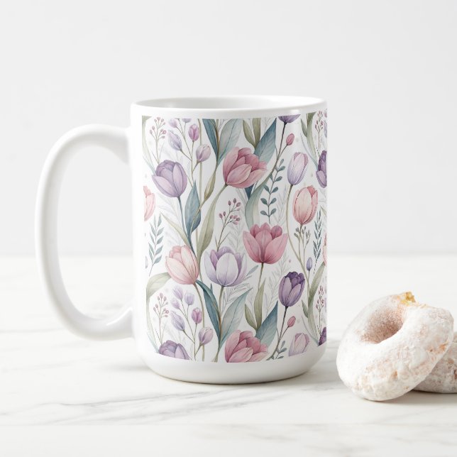 Mug Tulipe scandinave modèle floral (Avec donut)