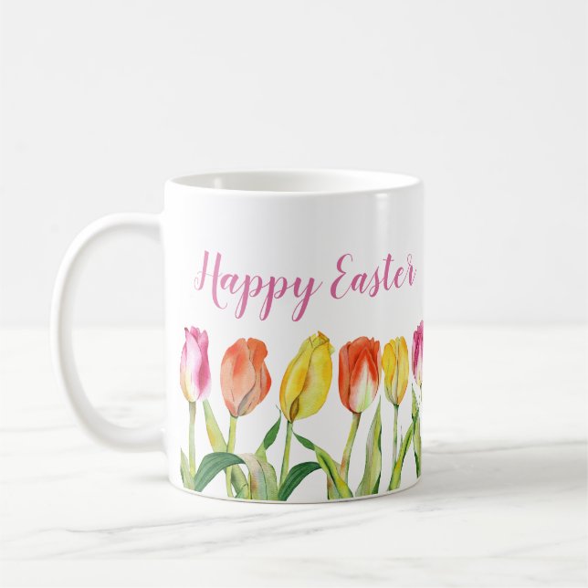 Mug Tulipes Colorées Joyeuses Pâques (Gauche)