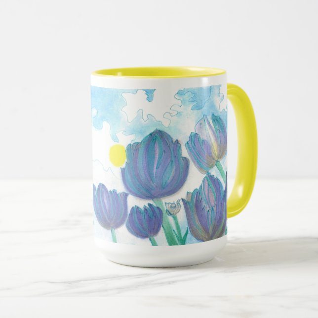 Mug Tulipes dans l'aquarelle solaire (Devant droit)