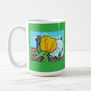 Mug Tulipes dans un jardin vert Kelly