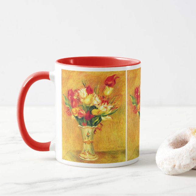 Mug Tulipes de Pierre Renoir, Impressionnisme Vintage (Avec donut)