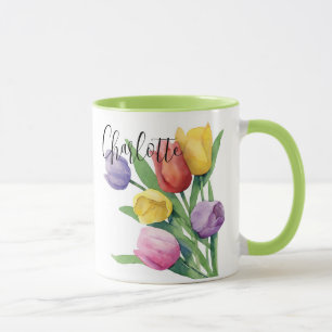 Mug Tulipes de ressort d'aquarelle