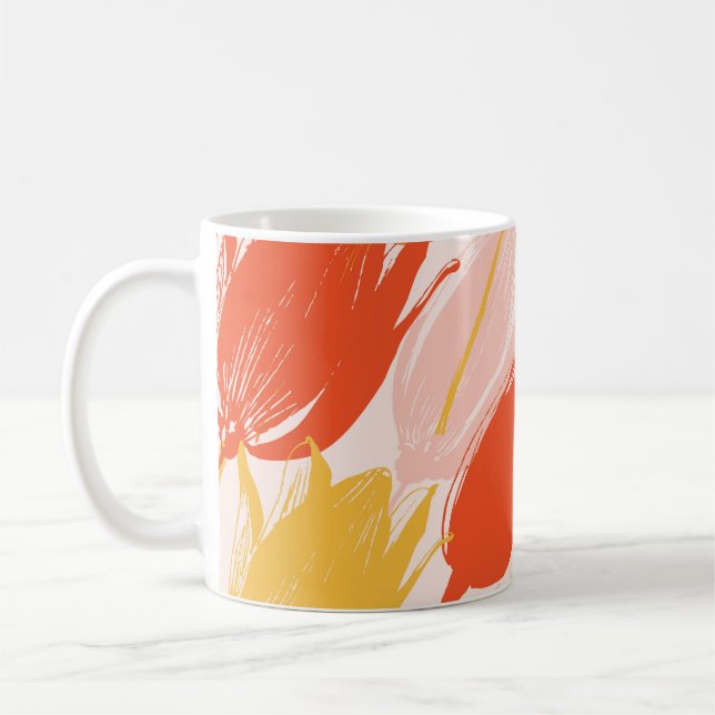 Mug Tulipes diagonales : Conception de couleurs claire (Gauche)