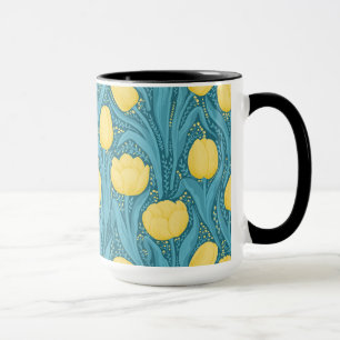 Mug Tulipes en bleu et jaune