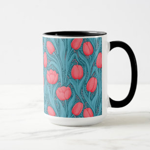 Mug Tulipes en bleu et rouge