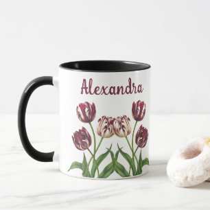 Mug Tulipes Maroon Avec Nom Musique