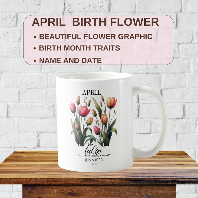 Mug Tulipes personnalisables Fleur de naissance d'avri (Créateur téléchargé)