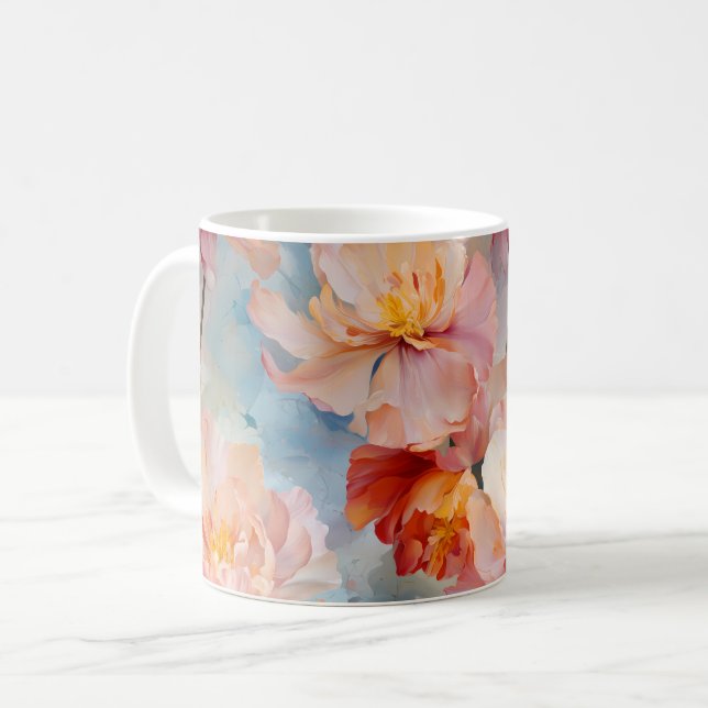 Mug Tulipes roses Aquarelle Motif Floral (Devant gauche)