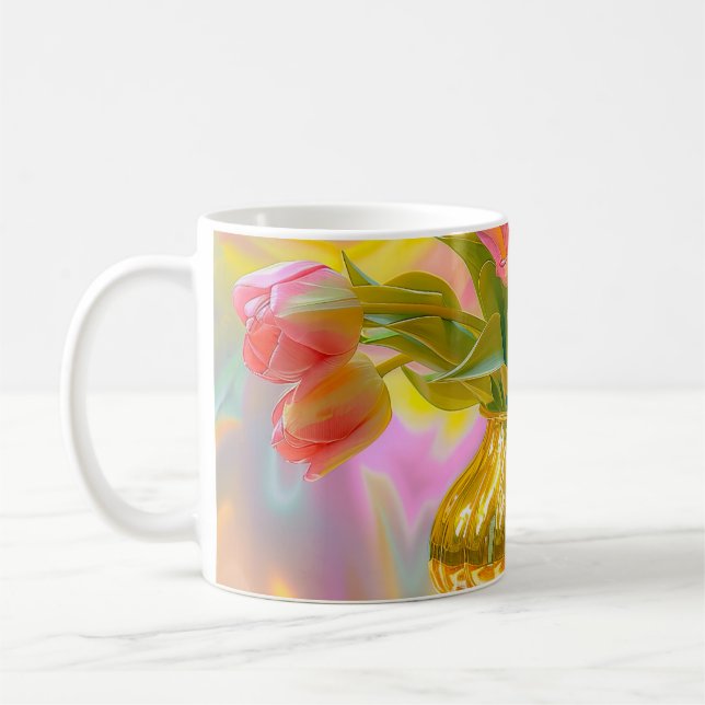 Mug Tulipes roses vibrantes dans le Vase d'or (Gauche)