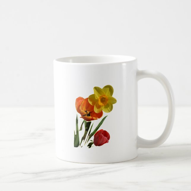 Mug Tulipes rouges et fleurs de jonquilles jaunes (Droite)