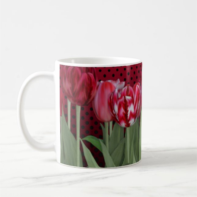 Mug Tulipes rouges sur dégradé (Gauche)