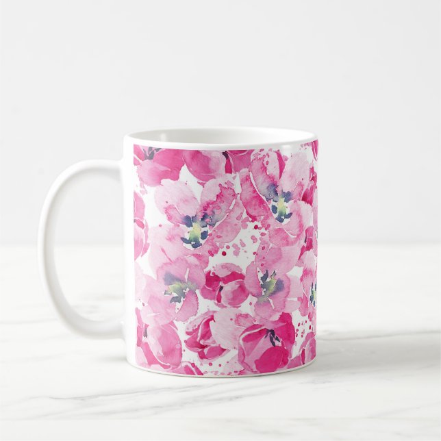 Mug Tulips aquarelle : conception de carte dessinée à  (Gauche)