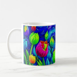 Mug Tulips Van Gogh Style