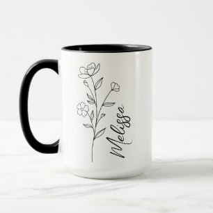 Mug Tumbler Fleur de Naissance Personnalisé, Cadeaux p