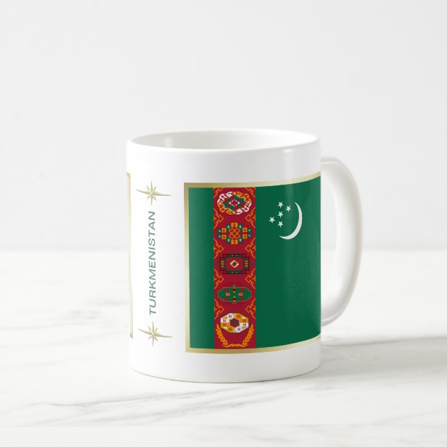 Mug Turkmenistan Drapeau + Carte (Devant droit)