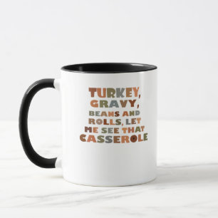 Mug Turquie Roule Casserole, Thanksgiving Retro Funny