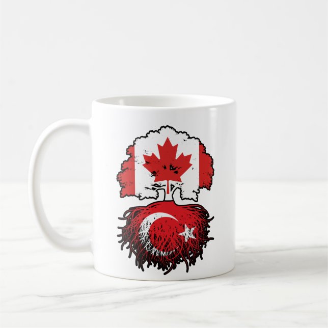 Mug Turquie Turc Drapeau canadien des racines d'arbre (Gauche)