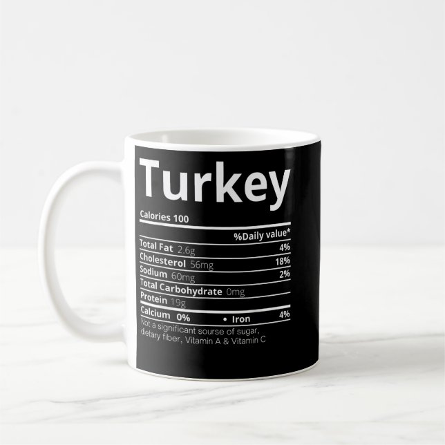 Mug Turquie Valeur nutritive Famille Amusante Thanksgi (Gauche)