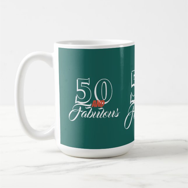 Mug Turquoise 50 et Fabuleux fête d'anniversaire (Gauche)