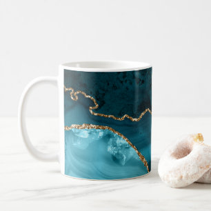 Mug Turquoise - Agate bleu-vert et or