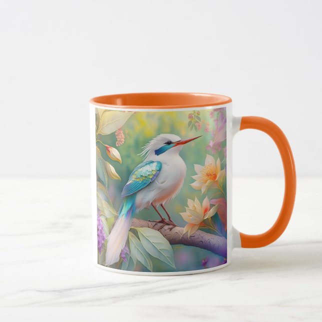 Mug Turquoise aile  crête blanche Imaginaire Oiseau (Droite)