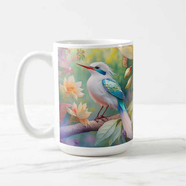 Mug Turquoise aile  crête blanche Imaginaire Oiseau (Gauche)