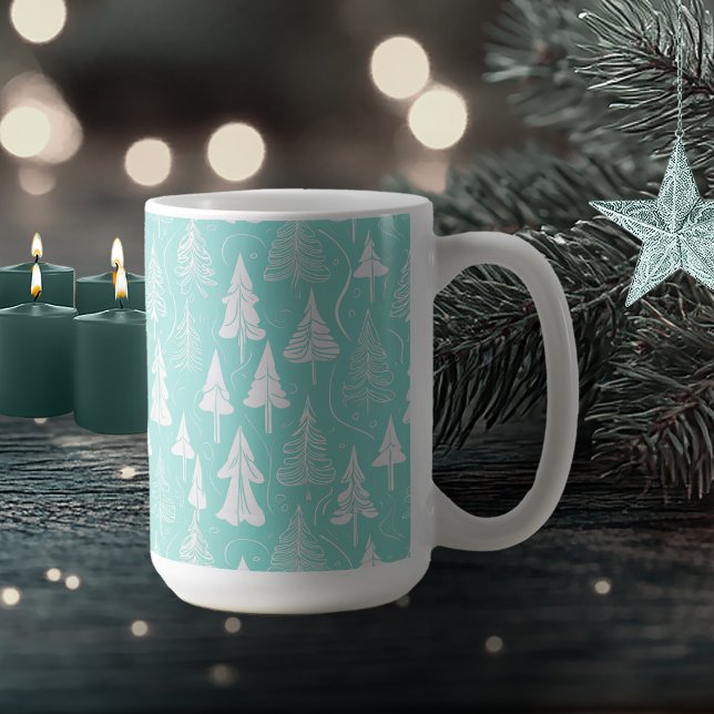 Mug Turquoise Arbre de Noël Motif n° 6 ID1009 (Créateur téléchargé)