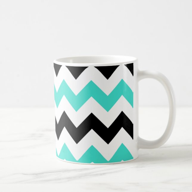 Mug Turquoise Blanc Noir Zigzag (Droite)