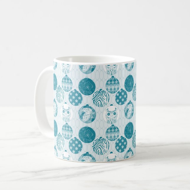 Mug Turquoise, Bleu, motif de Noël (Devant gauche)
