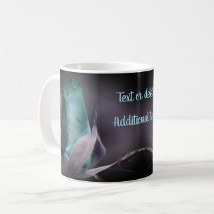 Mug Turquoise Blue Rosebud Floral Art Personnalisé