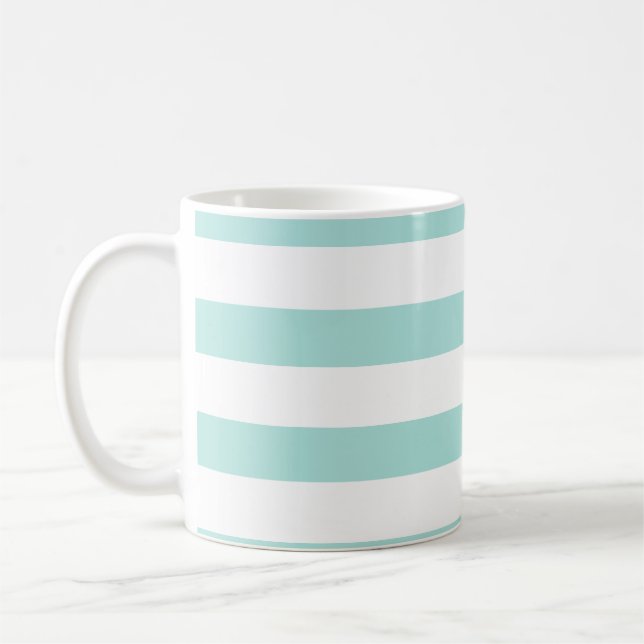 Mug Turquoise clair et rayures horizontales larges bla (Gauche)