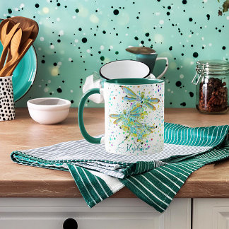 Mug Turquoise Déchirure de libellule personnalisées Ca