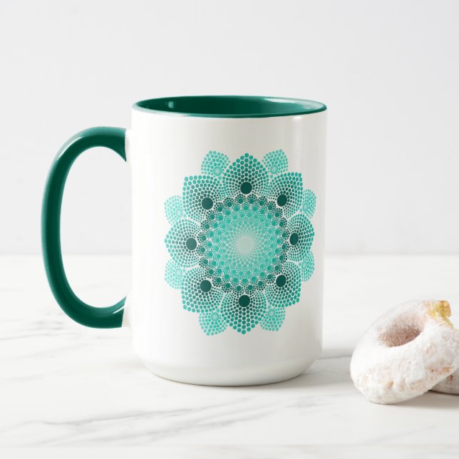 Mug Turquoise Dot Mandala (Avec donut)