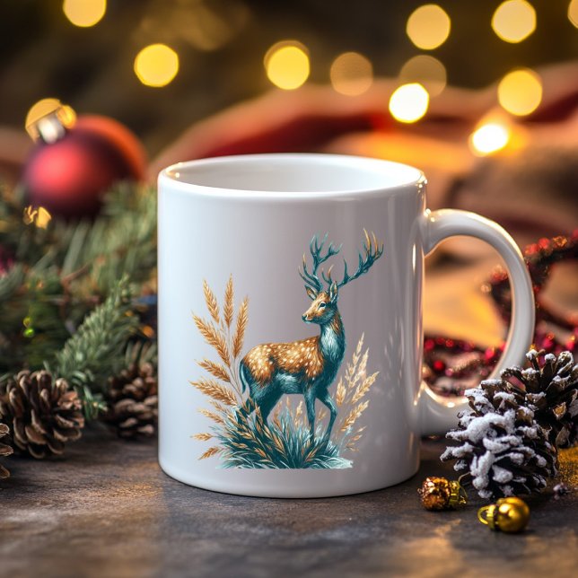 Mug Turquoise et Brown Buck Deer (Créateur téléchargé)