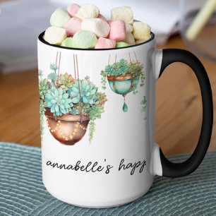 Mug Turquoise et cuivre pendage Plantes succulents