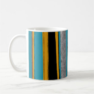 Mug Turquoise Et Noire - Bandes D'Art Abstraites