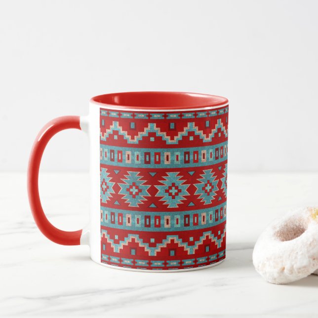 Mug Turquoise et Rouge des mesas du Sud-Ouest (Avec donut)