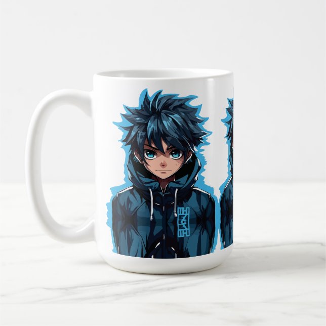 Mug Turquoise Force : Garçon Manga de Style Anime (Gauche)