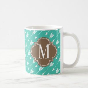 Mug Turquoise Girly et flèches tribales brunes faites