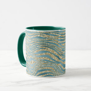Mug Turquoise Green Gold Parties scintillant Zebra Imp