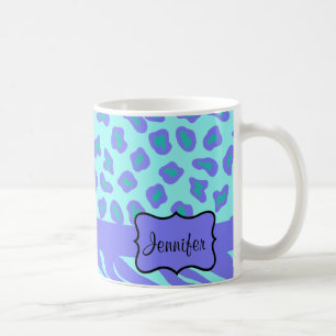 Mug Turquoise & Lavender Zebra & Cheetah Customisé