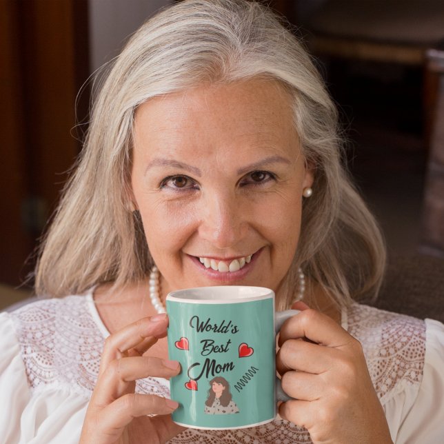 Mug Turquoise Monde Meilleure Maman Fête des mères Mus (Créateur téléchargé)