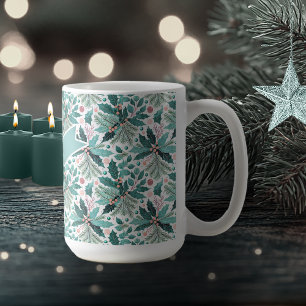 Mug Turquoise Noël Holly Berries Motif#17 ID1009
