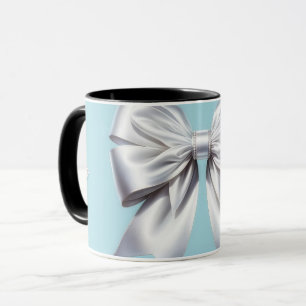 Mug Turquoise œuf de merle bleu grand nœud blanc maria