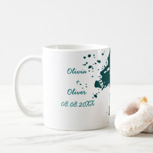 Mug Turquoise Peinture verte Splashes Mariage Faveur