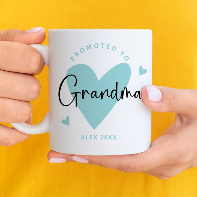 Mug Turquoise promu à grand-mère Coeur bébé garçon (Créateur téléchargé)