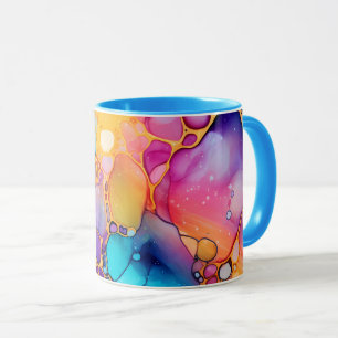 Mug Turquoise rose Peach Purple Alcools et Encre Desig